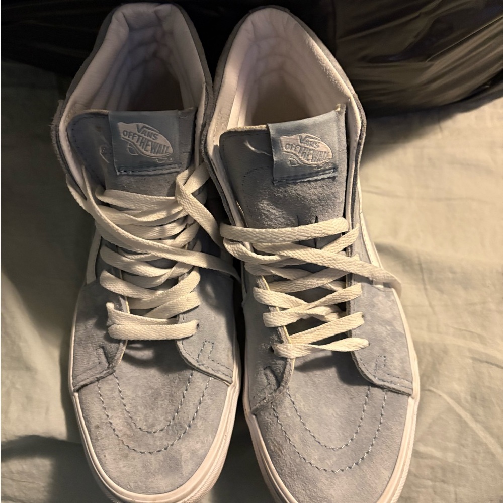 Vans Off the Wall Light Blue Suede High-Top Sneakers
